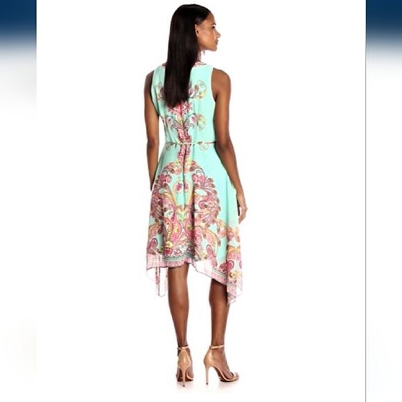 Sandra Darren Women's Sleeveless V-Neck Faux Wrap Chiffon Dress sz 10 - Picture 3 of 15